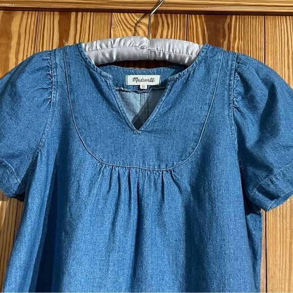 Madewell Denim and Linen Blend Popover Swing Top Short Sleeve - Picture 5 of 10
